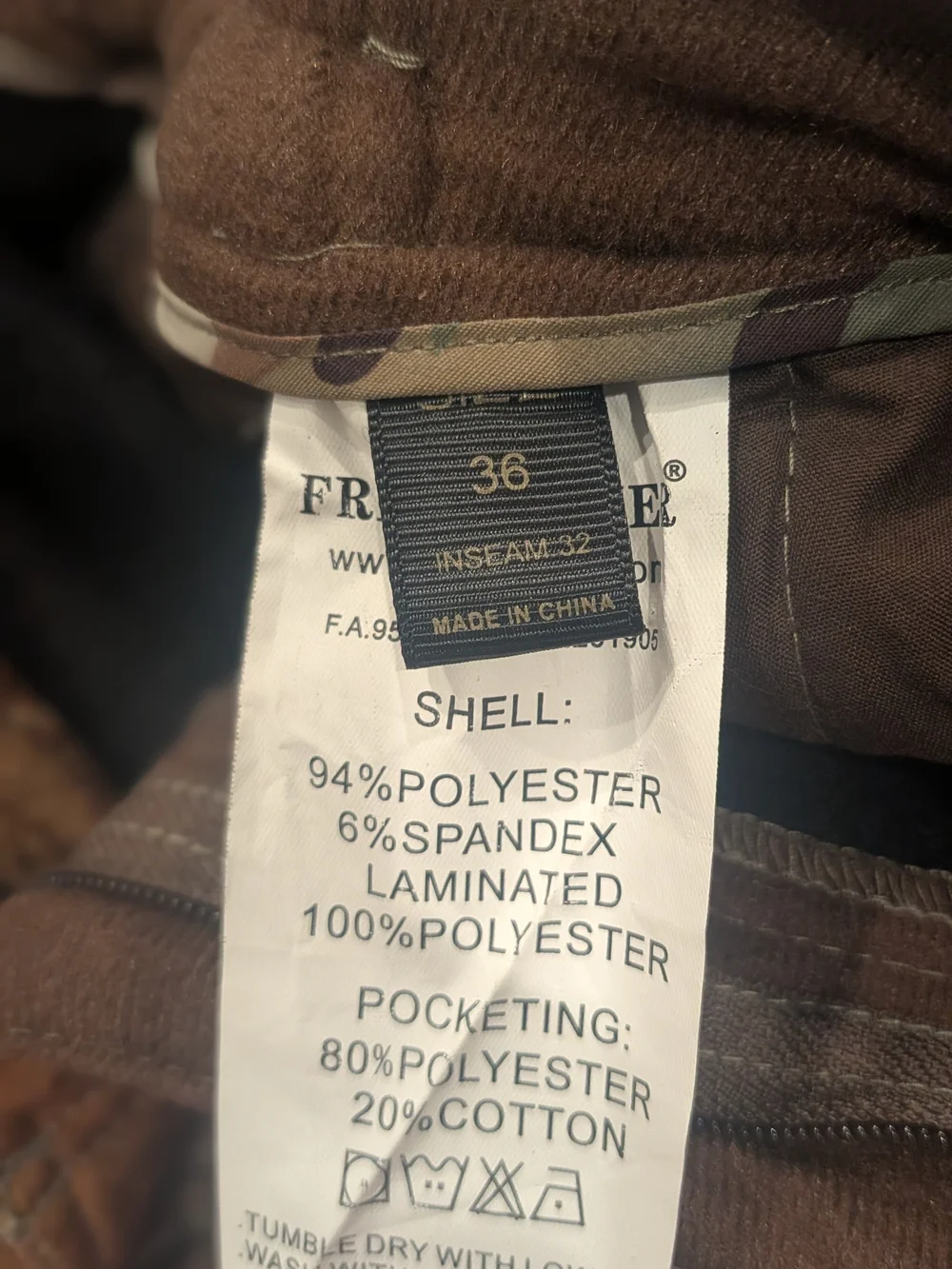 Free Soldier waterproof camo Pants